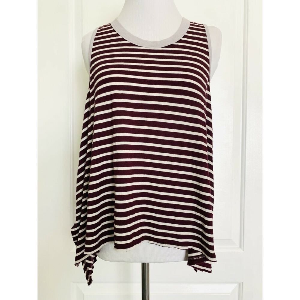 FREE PEOPLE Sleeveless Boho Flowy Summer Maroon Tank Top Soft Anthropologie S